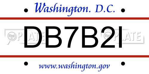 DB7B2I District Of Columbia License Plate