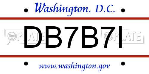DB7B7I District Of Columbia License Plate