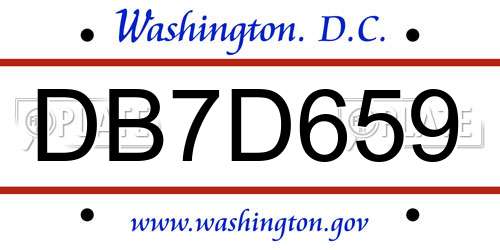 DB7D659 District Of Columbia License Plate