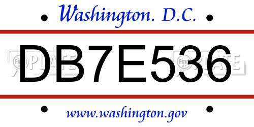 DB7E536 District Of Columbia License Plate