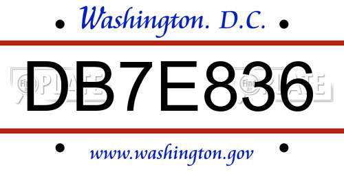 DB7E836 District Of Columbia License Plate