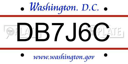 DB7J6C District Of Columbia License Plate