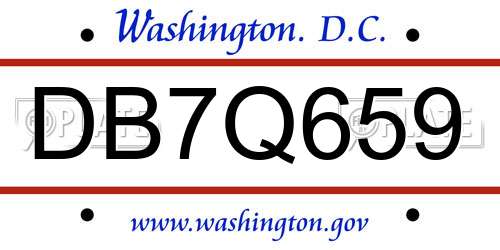 DB7Q659 District Of Columbia License Plate