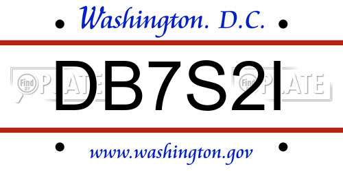 DB7S2I District Of Columbia License Plate