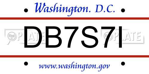 DB7S7I District Of Columbia License Plate