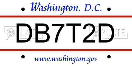 DB7T2D District Of Columbia License Plate