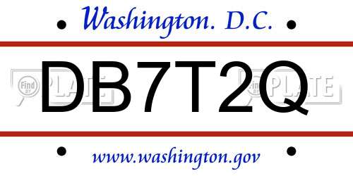 DB7T2Q District Of Columbia License Plate