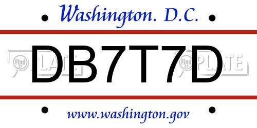 DB7T7D District Of Columbia License Plate