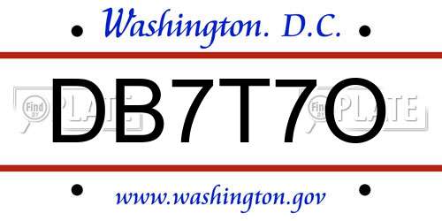 DB7T7O District Of Columbia License Plate