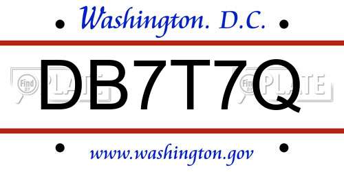 DB7T7Q District Of Columbia License Plate