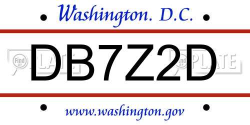 DB7Z2D District Of Columbia License Plate
