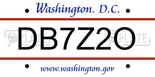 DB7Z2O District Of Columbia License Plate