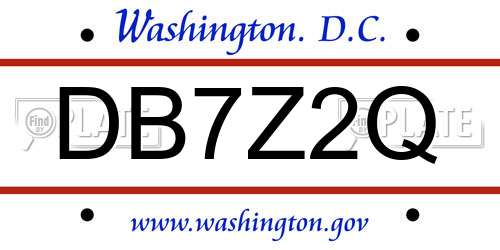 DB7Z2Q District Of Columbia License Plate