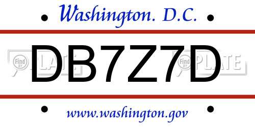 DB7Z7D District Of Columbia License Plate