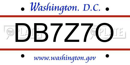 DB7Z7O District Of Columbia License Plate