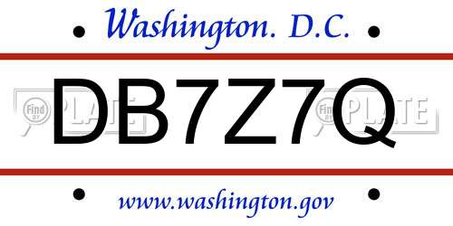 DB7Z7Q District Of Columbia License Plate
