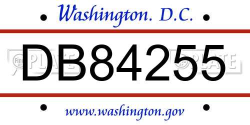 DB84255 District Of Columbia License Plate