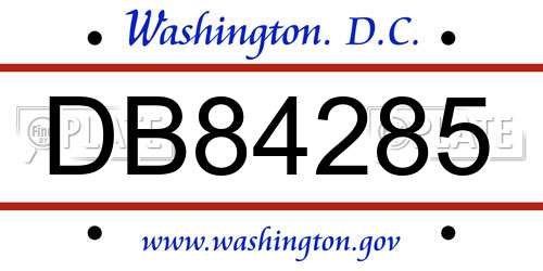 DB84285 District Of Columbia License Plate