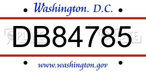 DB84785 District Of Columbia License Plate