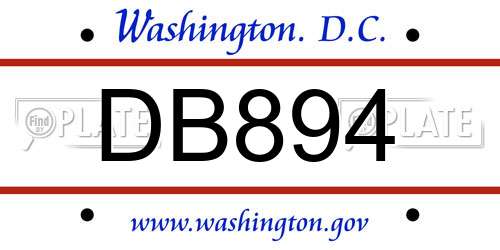 DB894 District Of Columbia License Plate