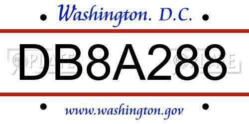 DB8A288 District Of Columbia License Plate
