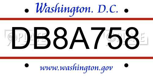 DB8A758 District Of Columbia License Plate
