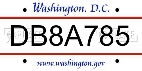 DB8A785 District Of Columbia License Plate
