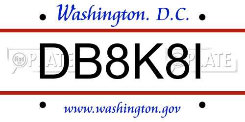 DB8K8I District Of Columbia License Plate