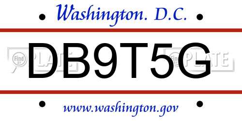 DB9T5G District Of Columbia License Plate