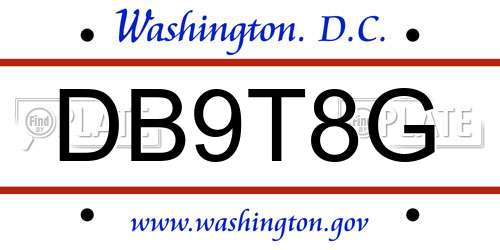 DB9T8G District Of Columbia License Plate