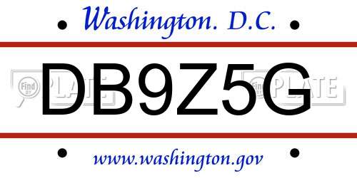 DB9Z5G District Of Columbia License Plate