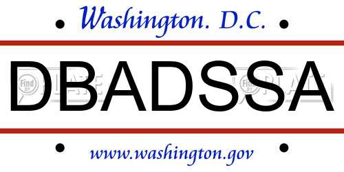 DBADSSA District Of Columbia License Plate