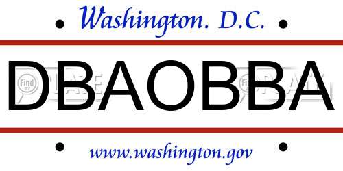 DBAOBBA District Of Columbia License Plate