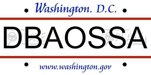 DBAOSSA District Of Columbia License Plate
