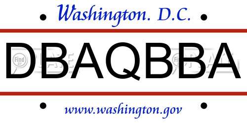 DBAQBBA District Of Columbia License Plate