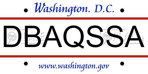 DBAQSSA District Of Columbia License Plate