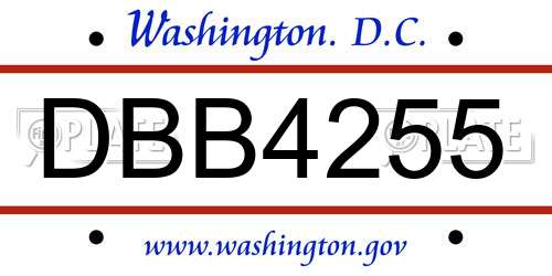 DBB4255 District Of Columbia License Plate