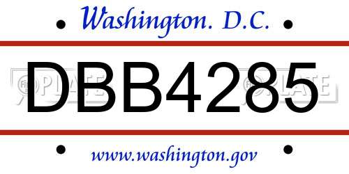 DBB4285 District Of Columbia License Plate