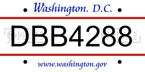 DBB4288 District Of Columbia License Plate