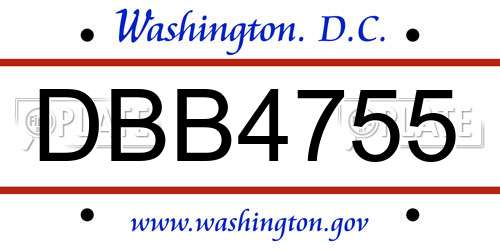 DBB4755 District Of Columbia License Plate