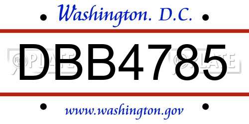 DBB4785 District Of Columbia License Plate