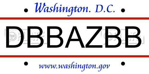 DBBAZBB District Of Columbia License Plate