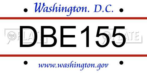 DBE155 District Of Columbia License Plate