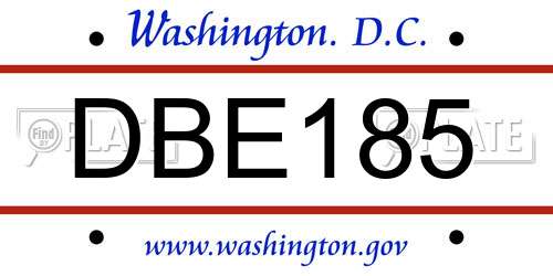 DBE185 District Of Columbia License Plate
