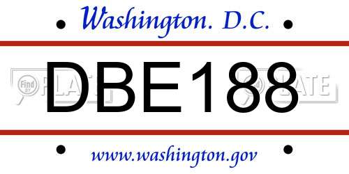 DBE188 District Of Columbia License Plate