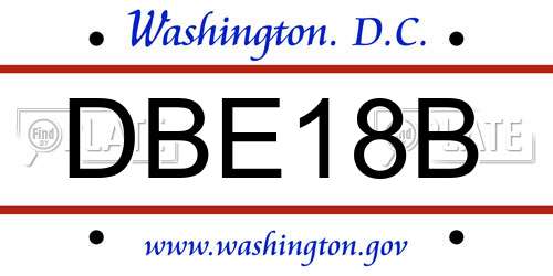 DBE18B District Of Columbia License Plate