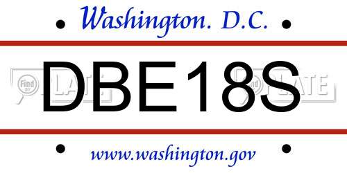 DBE18S District Of Columbia License Plate