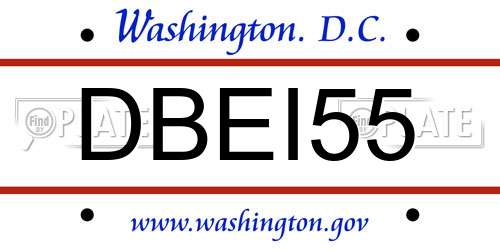 DBEI55 District Of Columbia License Plate