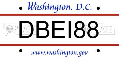 DBEI88 District Of Columbia License Plate