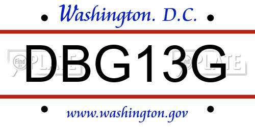 DBG13G District Of Columbia License Plate